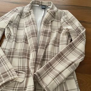 White & Tan Plaid Jacket